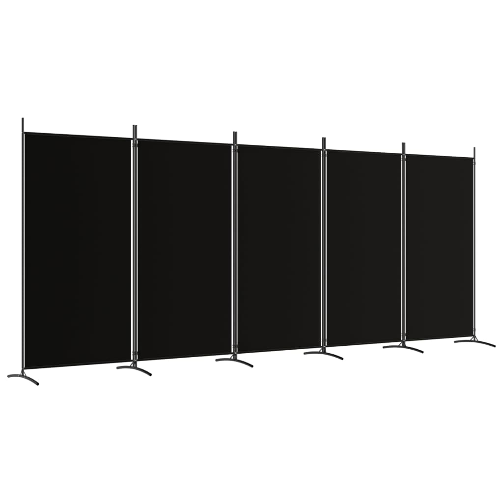 Cloison de séparation 5 panneaux Noir 433x180 cm Tissu - XIOS