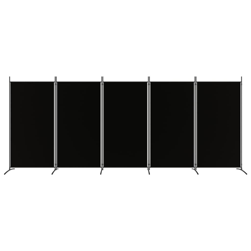 Cloison de séparation 5 panneaux Noir 433x180 cm Tissu - XIOS