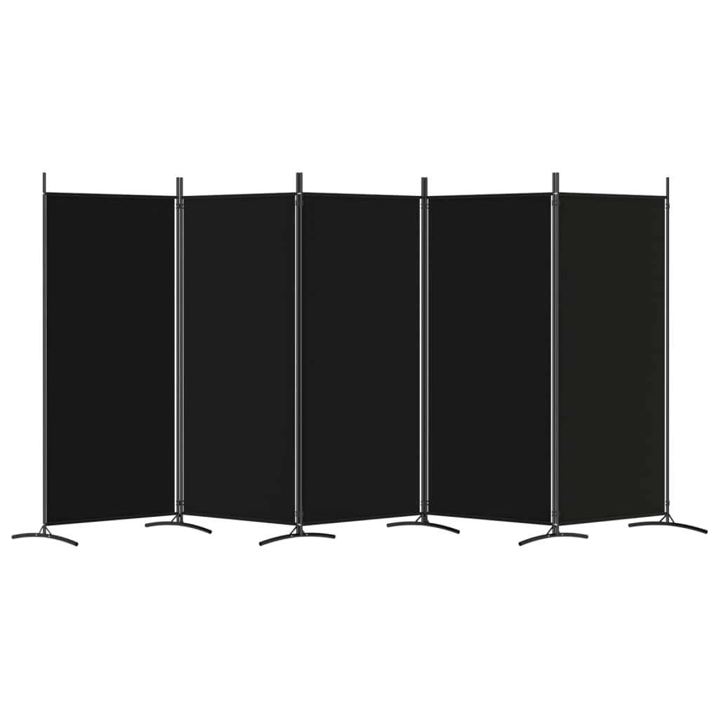 Cloison de séparation 5 panneaux Noir 433x180 cm Tissu - XIOS