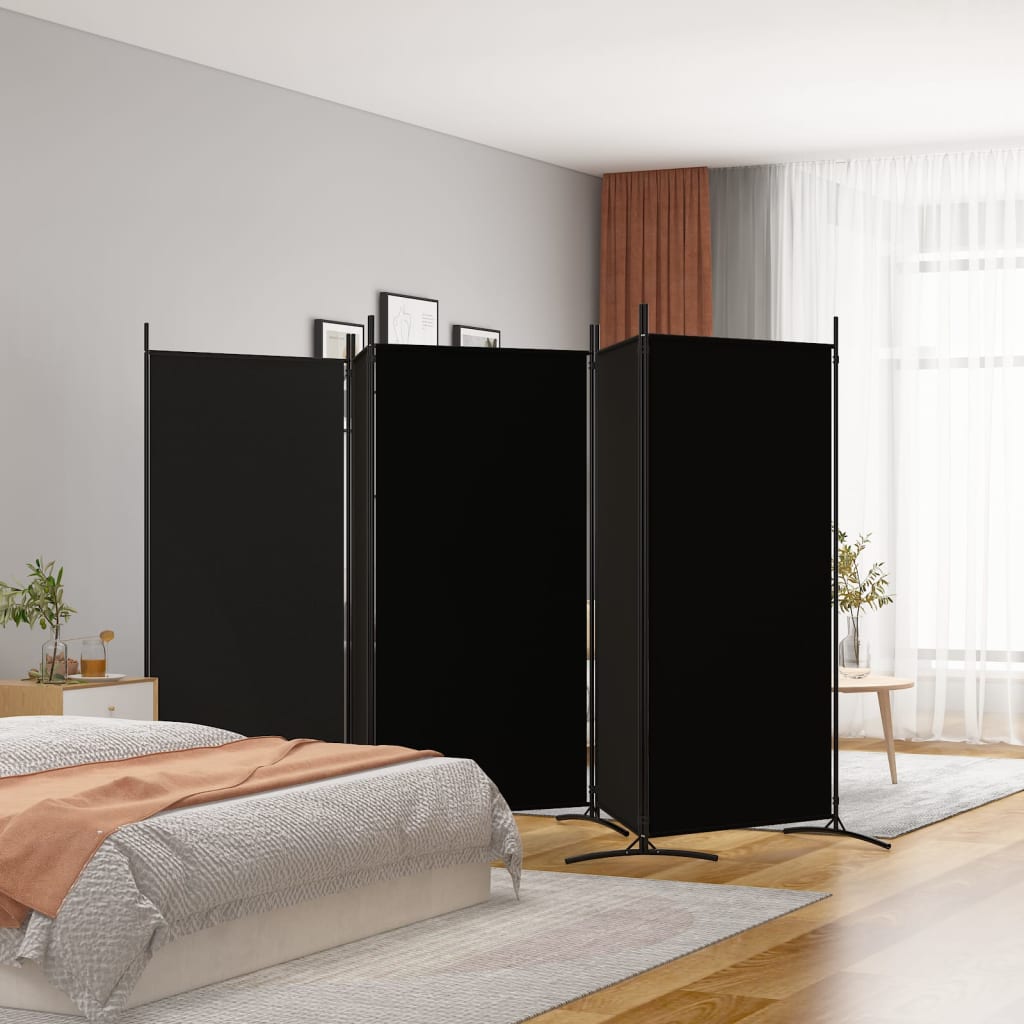 Cloison de séparation 5 panneaux Noir 433x180 cm Tissu - XIOS