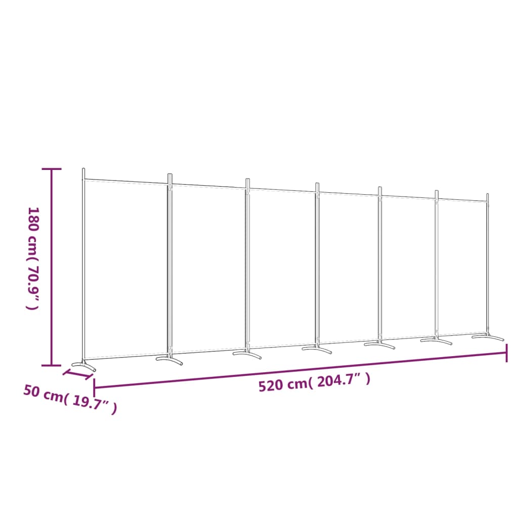 Cloison de séparation 6 panneaux Blanc 520x180 cm Tissu - XIOS