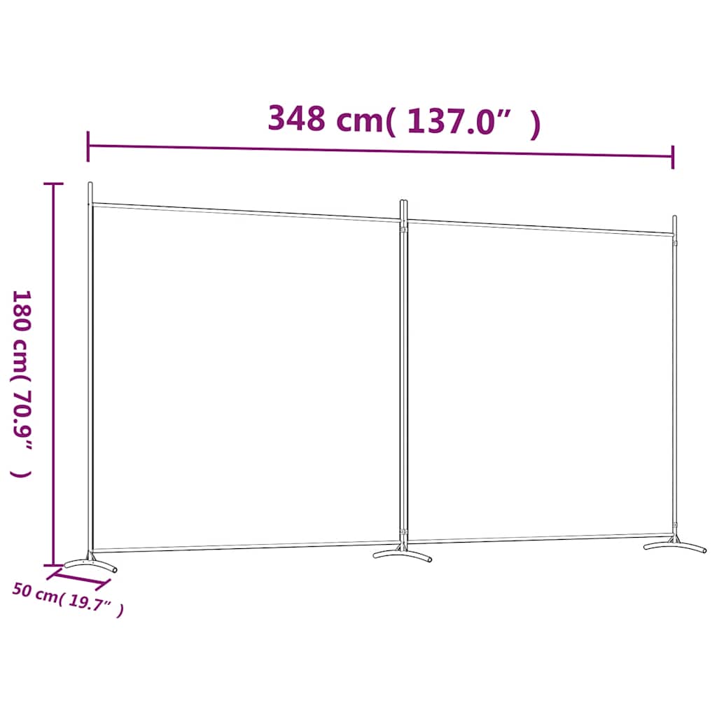Cloison de séparation 2 panneaux Blanc 348x180 cm Tissu - XIOS