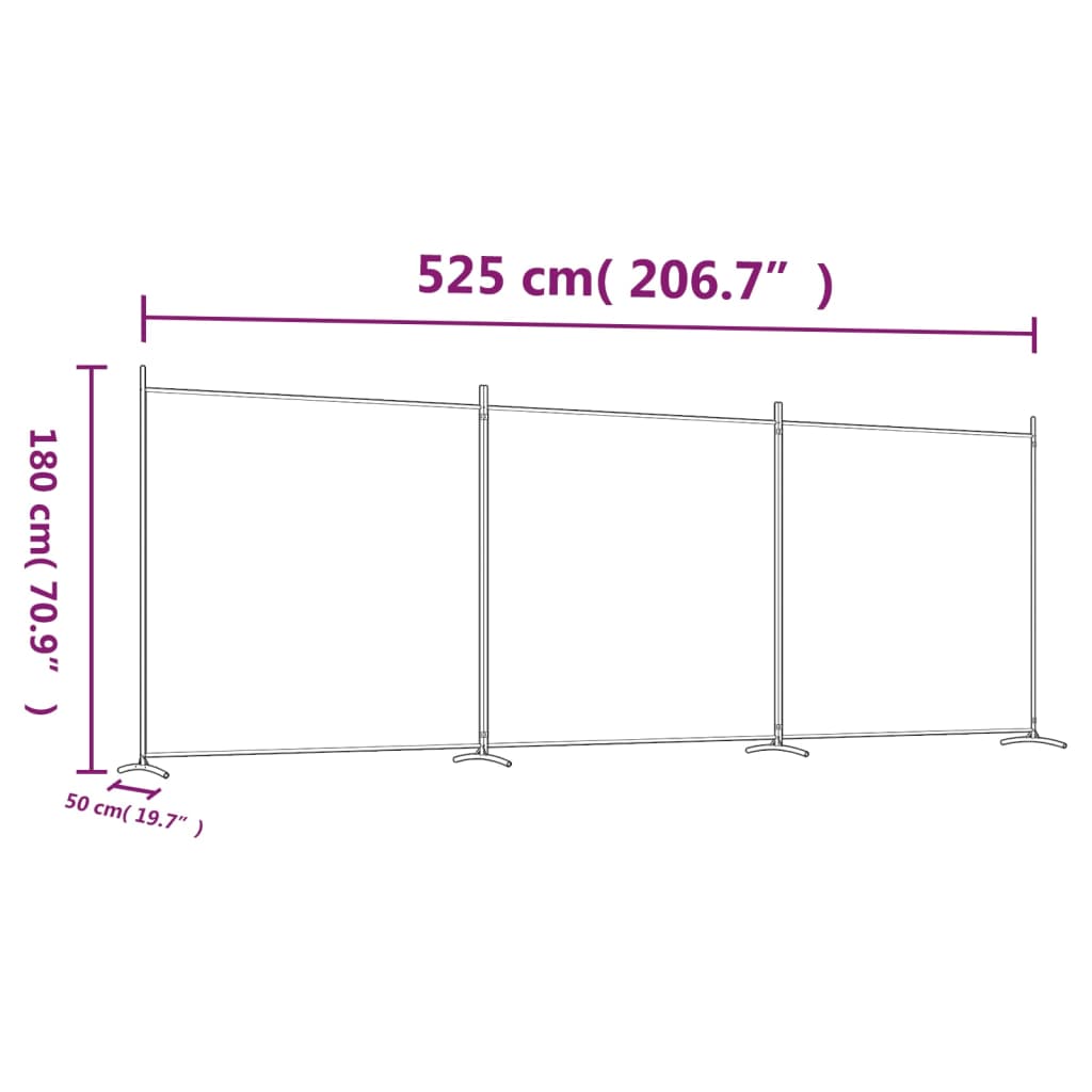 Cloison de séparation 3 panneaux Blanc 525x180 cm Tissu XIOS