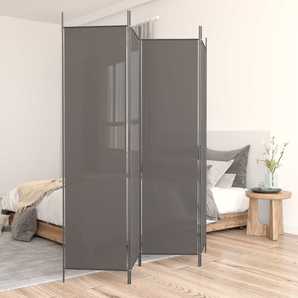 Cloison de séparation 4 panneaux Anthracite 698x180 cm Tissu XIOS