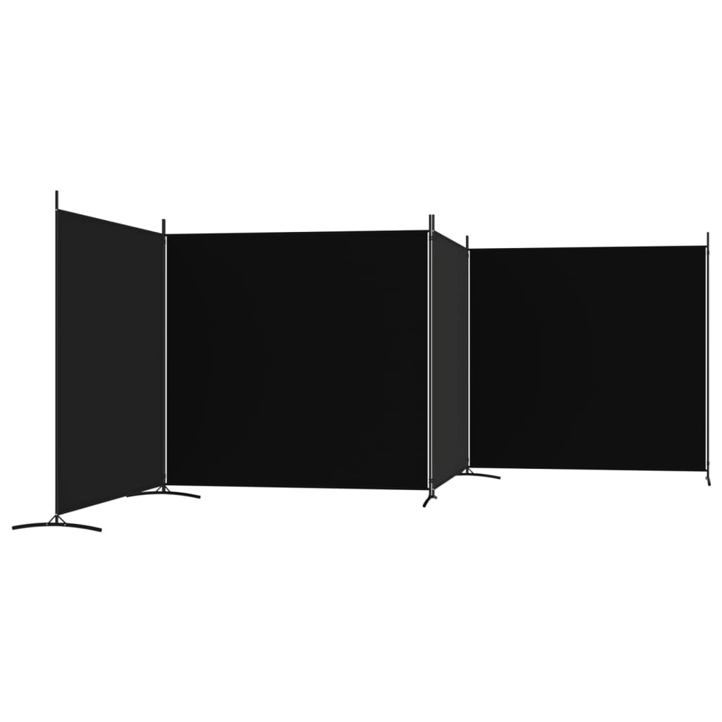 Cloison de séparation 4 panneaux Noir 698x180 cm Tissu XIOS