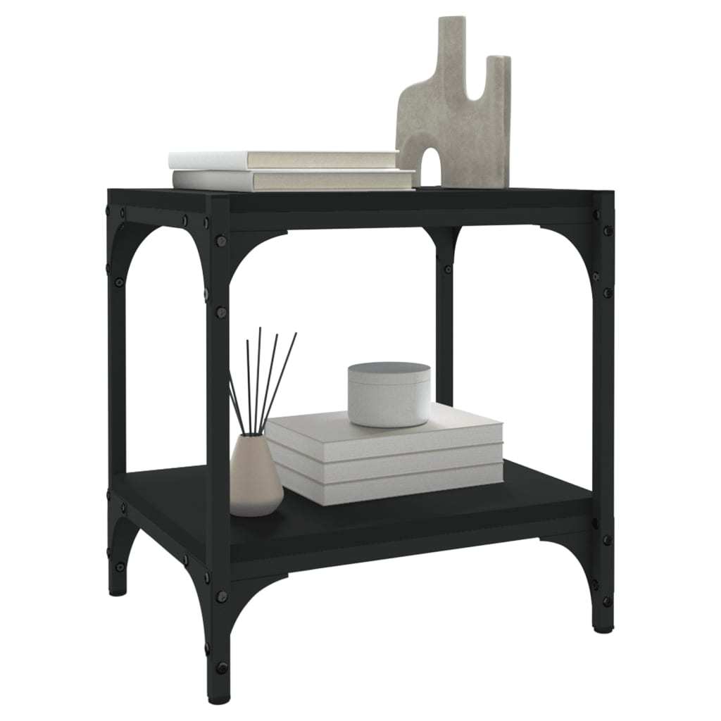 Meuble TV Noir 40x33x41 cm Bois d'ingénierie et acier - XIOS