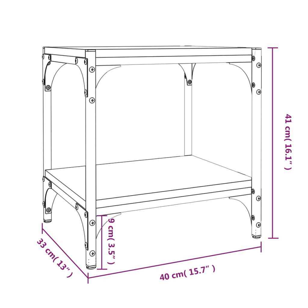 Meuble TV Noir 40x33x41 cm Bois d'ingénierie et acier - XIOS