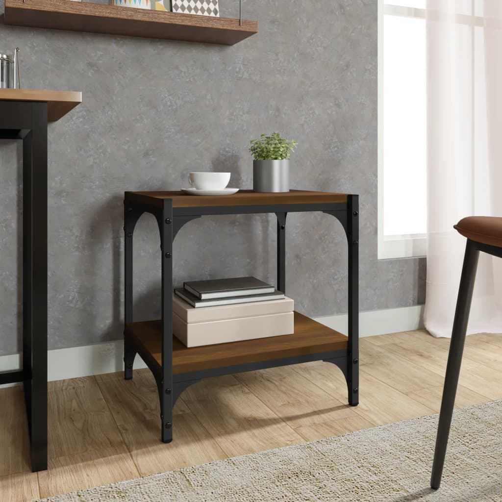 Meuble TV Chêne marron 40x33x41 cm Bois d'ingénierie et acier - XIOS