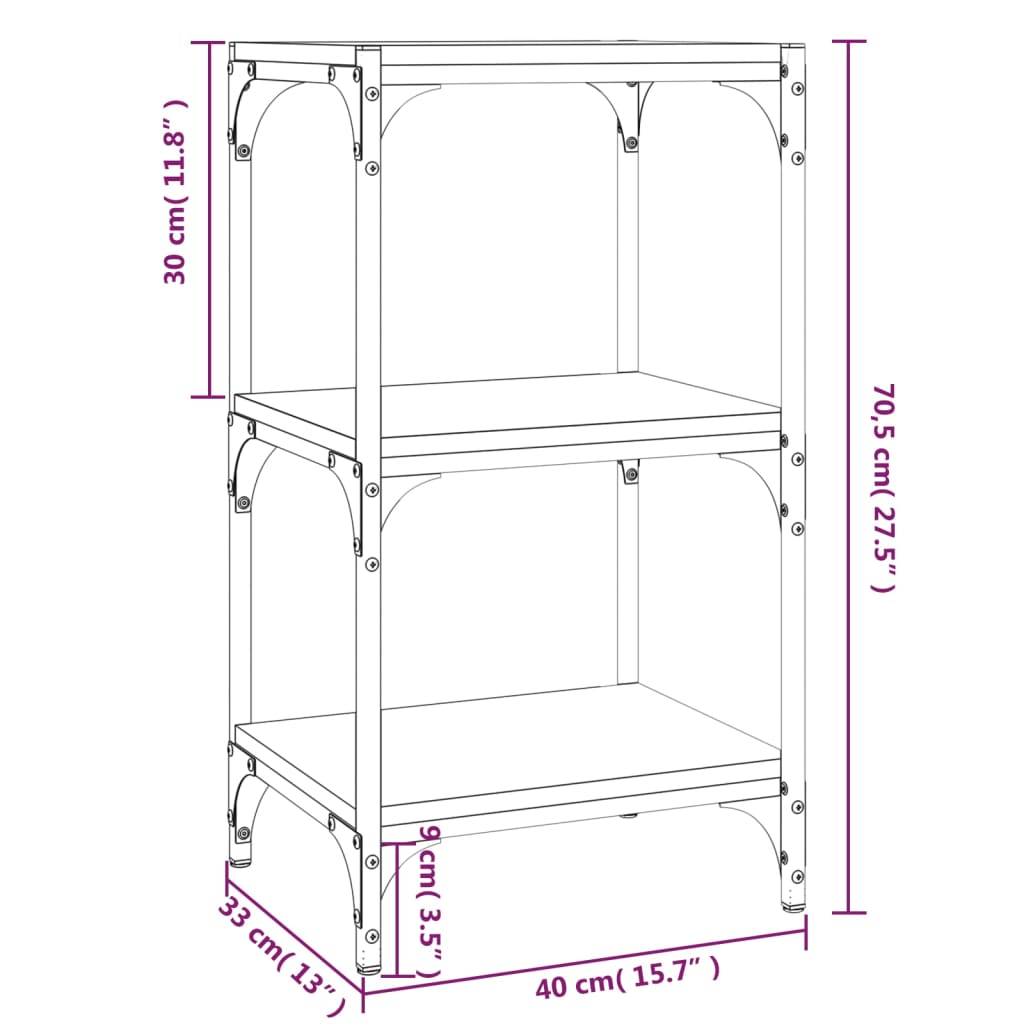 Bibliothèque Sonoma gris 40x33x70,5 cm Bois d'ingénierie acier - XIOS