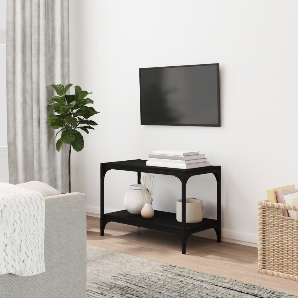 Meuble TV Noir 60x33x41 cm Bois d'ingénierie et acier - XIOS