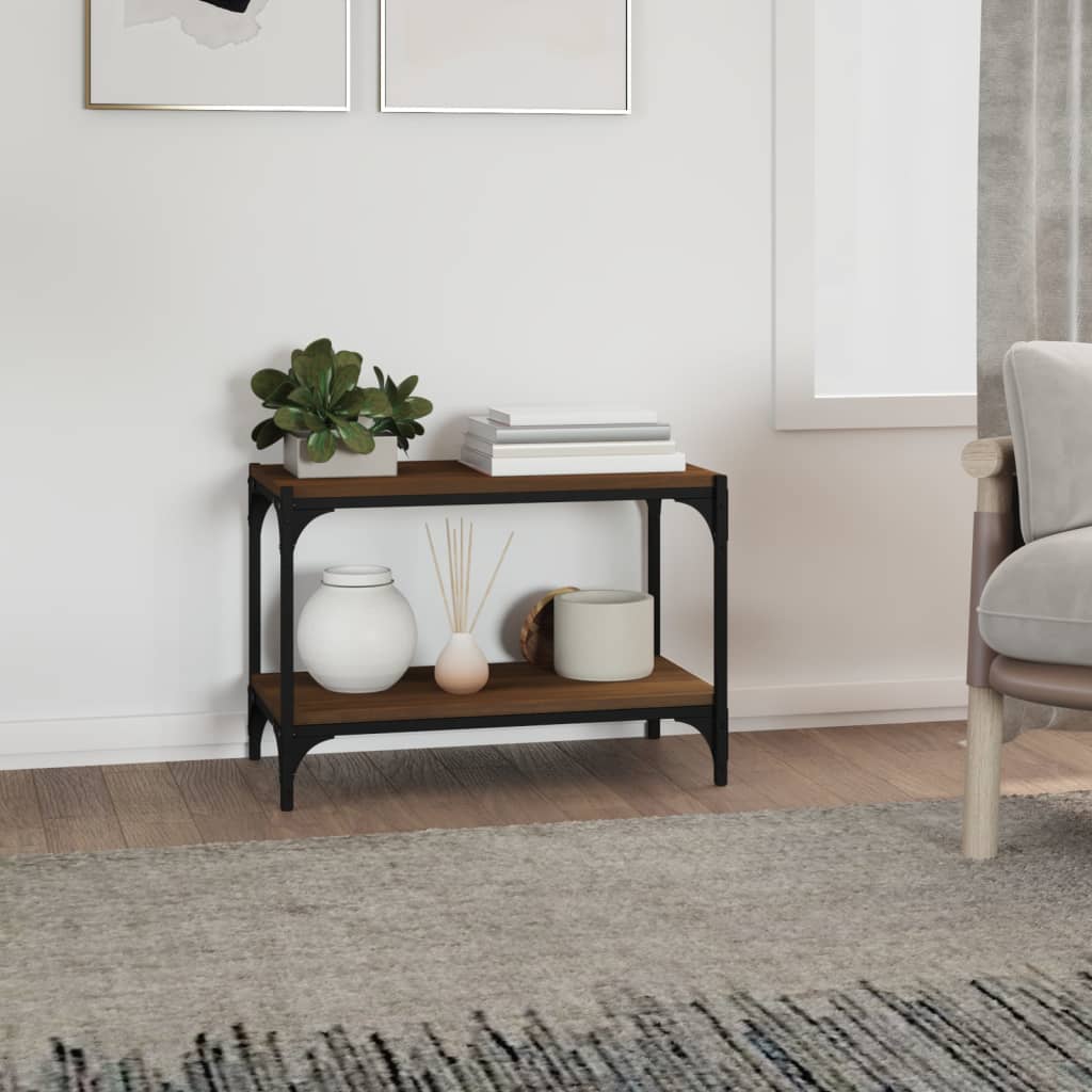 Meuble TV Chêne marron 60x33x41 cm Bois d'ingénierie et acier - XIOS
