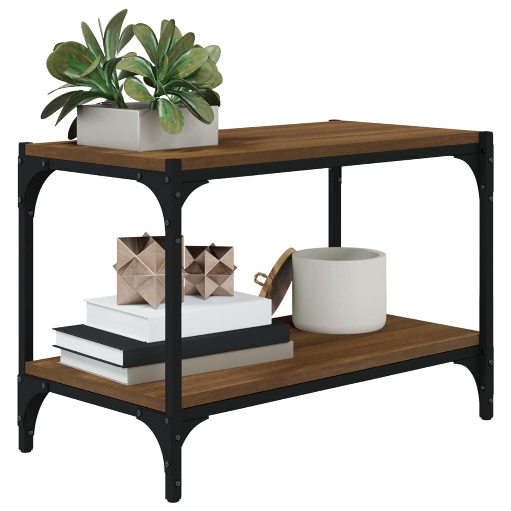Meuble TV Chêne marron 60x33x41 cm Bois d'ingénierie et acier - XIOS
