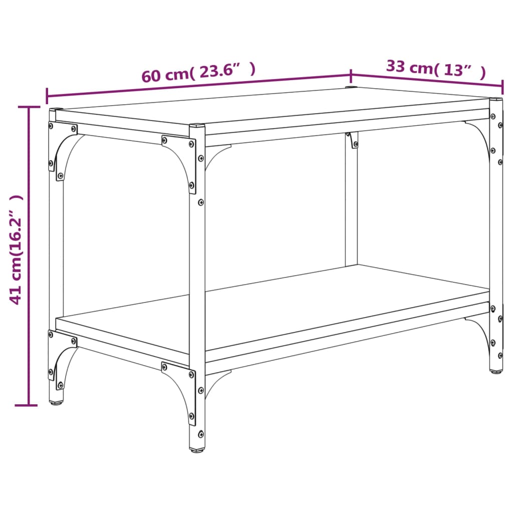 Meuble TV Chêne marron 60x33x41 cm Bois d'ingénierie et acier - XIOS