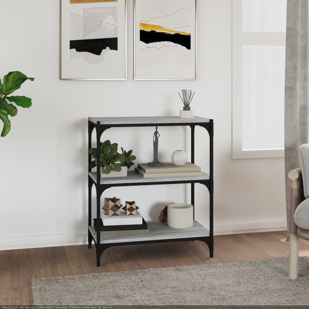 Bibliothèque Sonoma gris 60x33x70,5 cm Bois d'ingénierie acier - XIOS