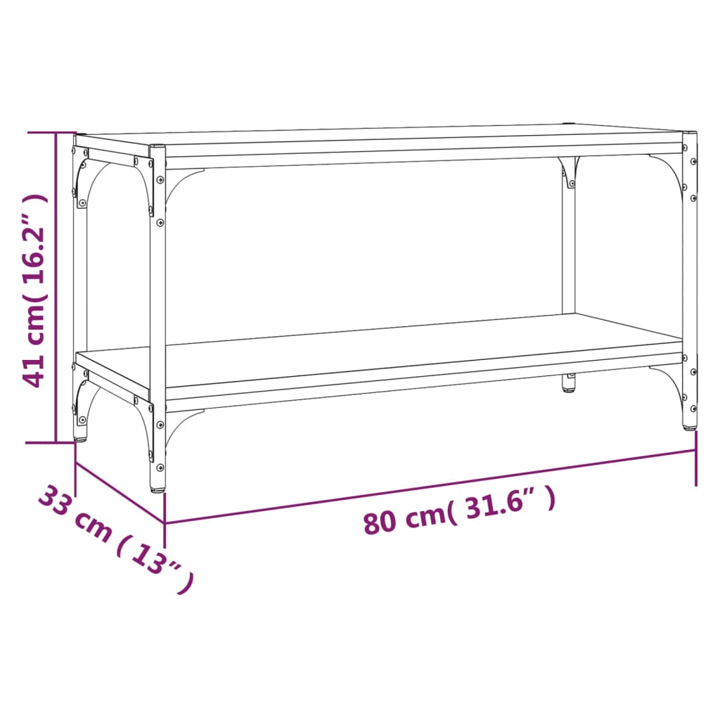 Meuble TV Sonoma gris 80x33x41 cm Bois d'ingénierie et acier - XIOS