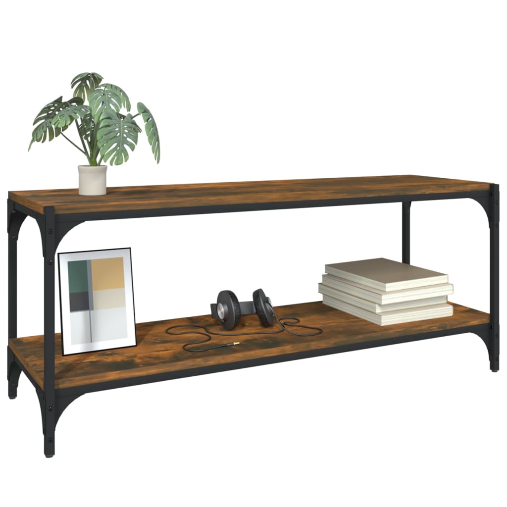Meuble TV Chêne fumé 100x33x41 cm Bois d'ingénierie et acier - XIOS