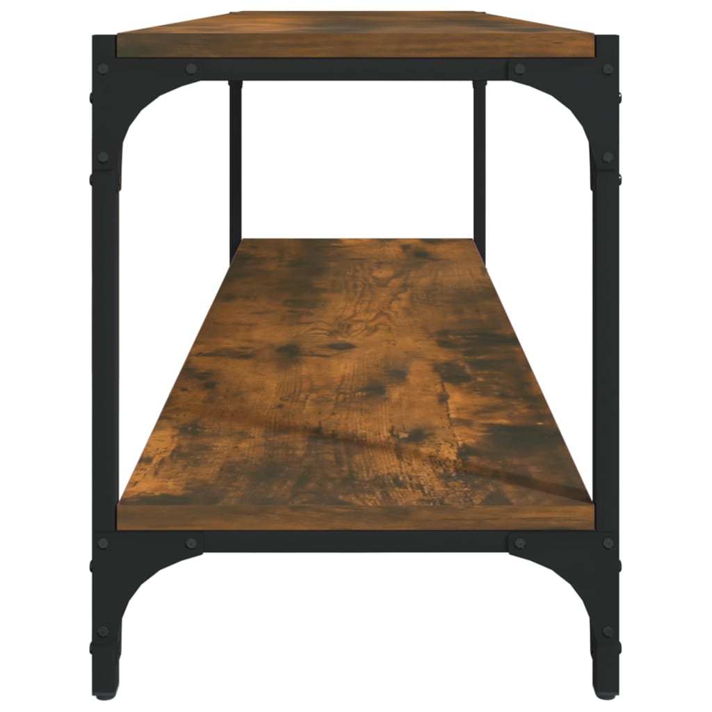 Meuble TV Chêne fumé 100x33x41 cm Bois d'ingénierie et acier - XIOS