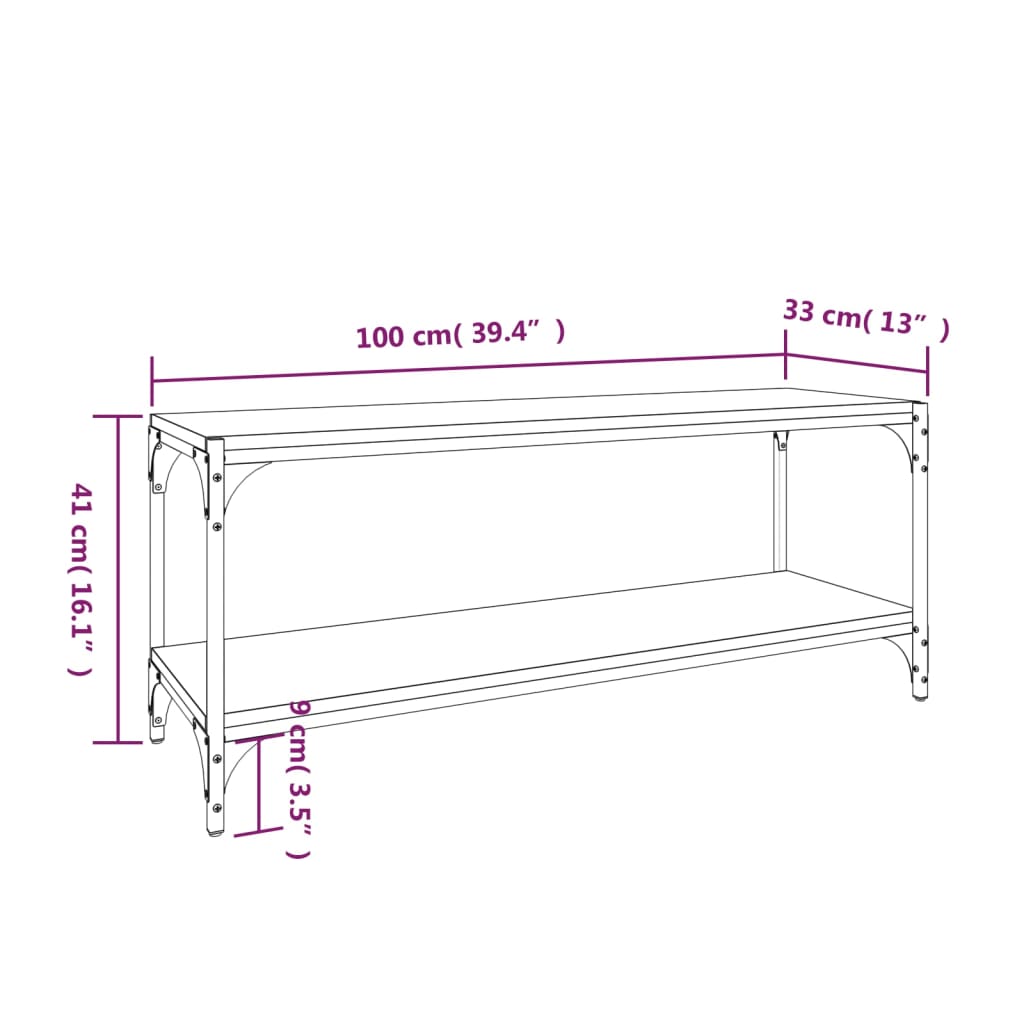Meuble TV Sonoma gris 100x33x41 cm Bois d'ingénierie et acier - XIOS