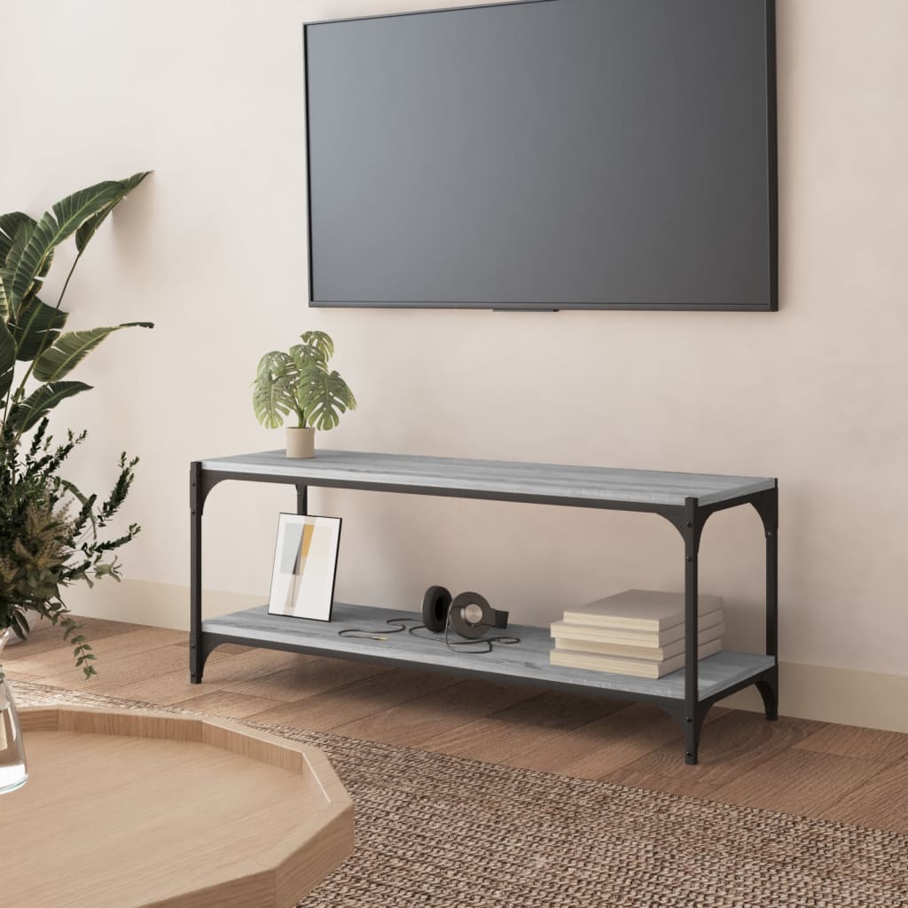 Meuble TV Sonoma gris 100x33x41 cm Bois d'ingénierie et acier - XIOS