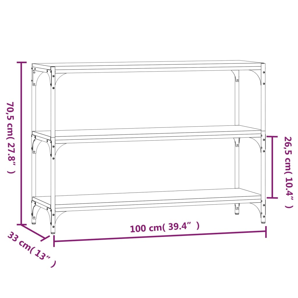 Bibliothèque Chêne Sonoma 100x33x70,5cm Bois d'ingénierie acier - XIOS