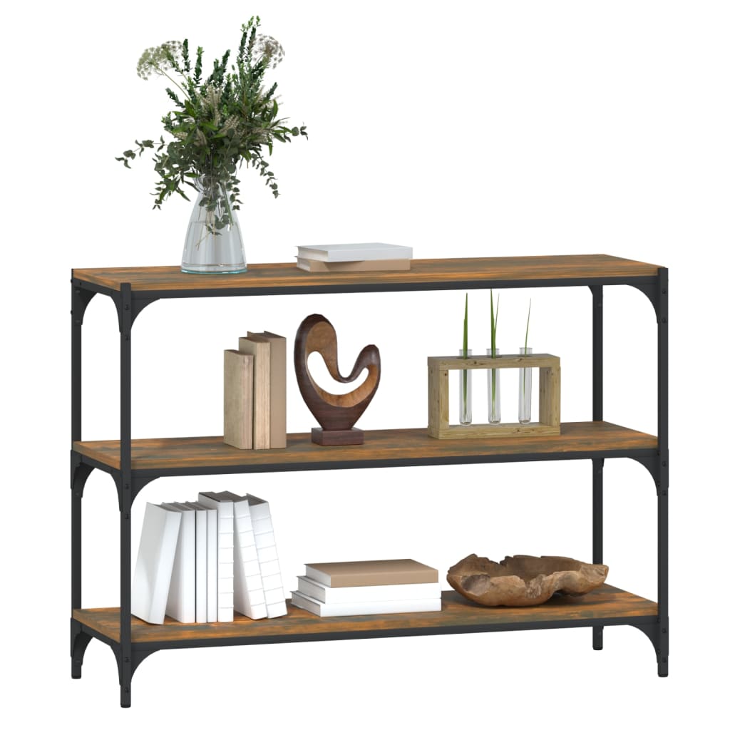 Bibliothèque Chêne fumé 100x33x70,5 cm Bois d'ingénierie acier - XIOS