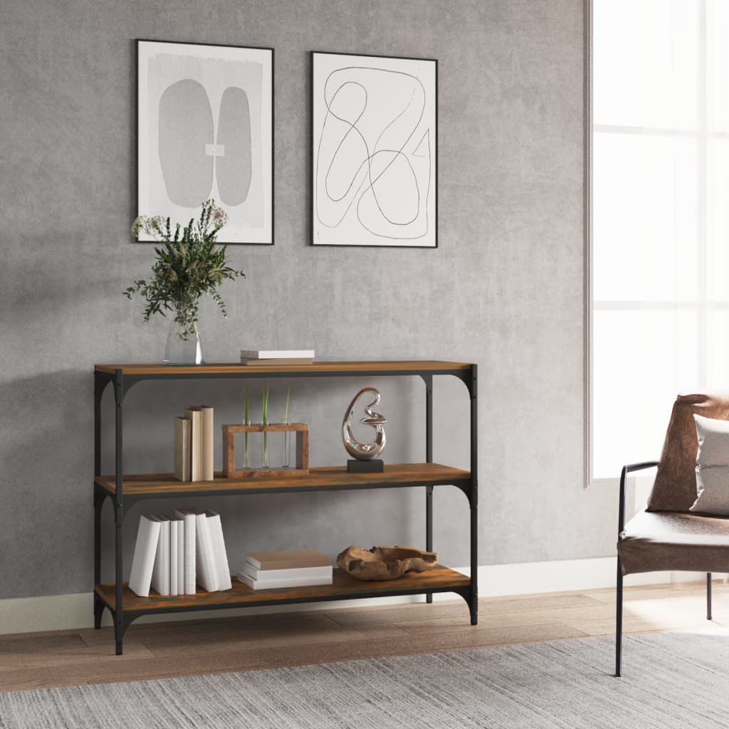 Bibliothèque Chêne fumé 100x33x70,5 cm Bois d'ingénierie acier - XIOS