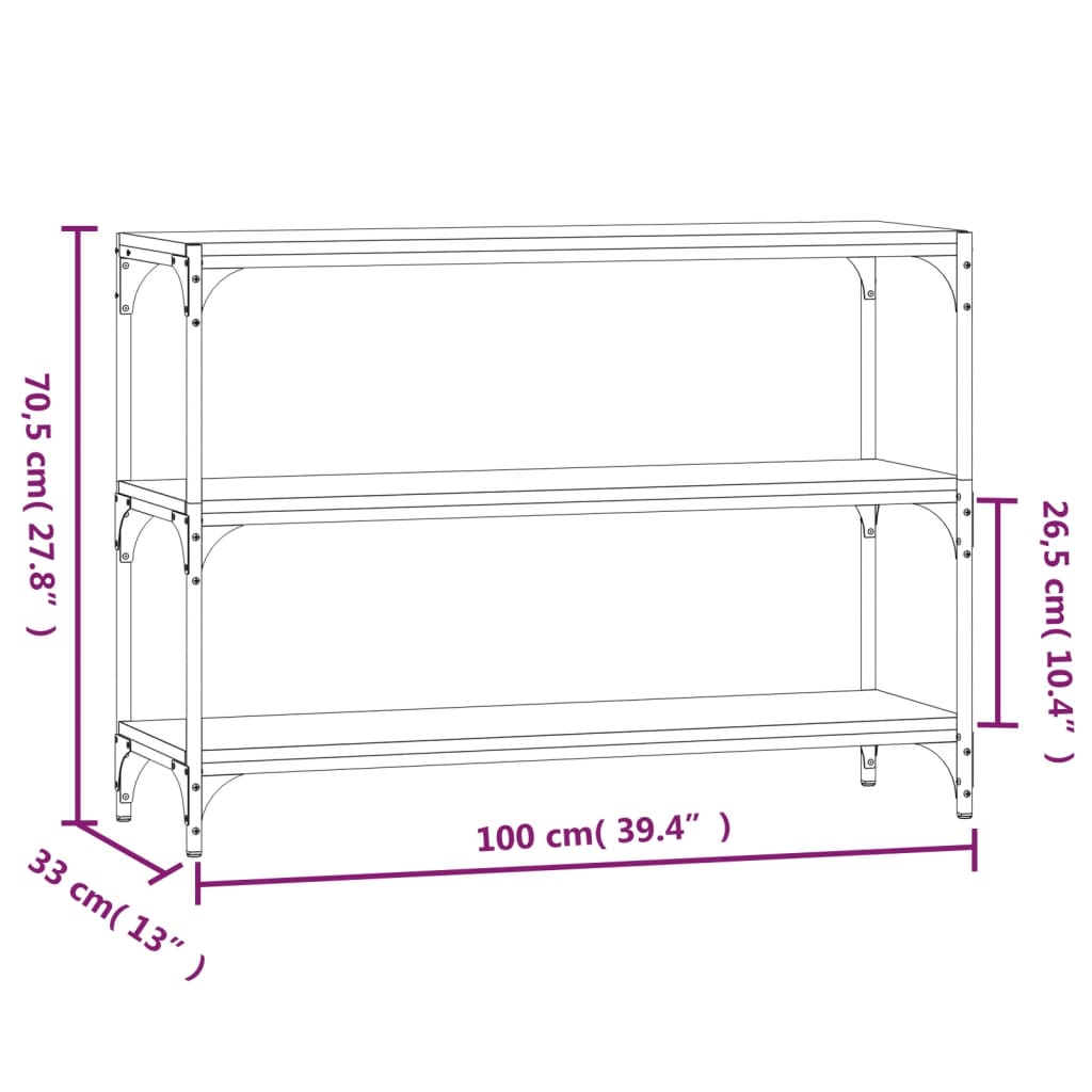 Bibliothèque Sonoma gris 100x33x70,5 cm Bois d'ingénierie acier - XIOS