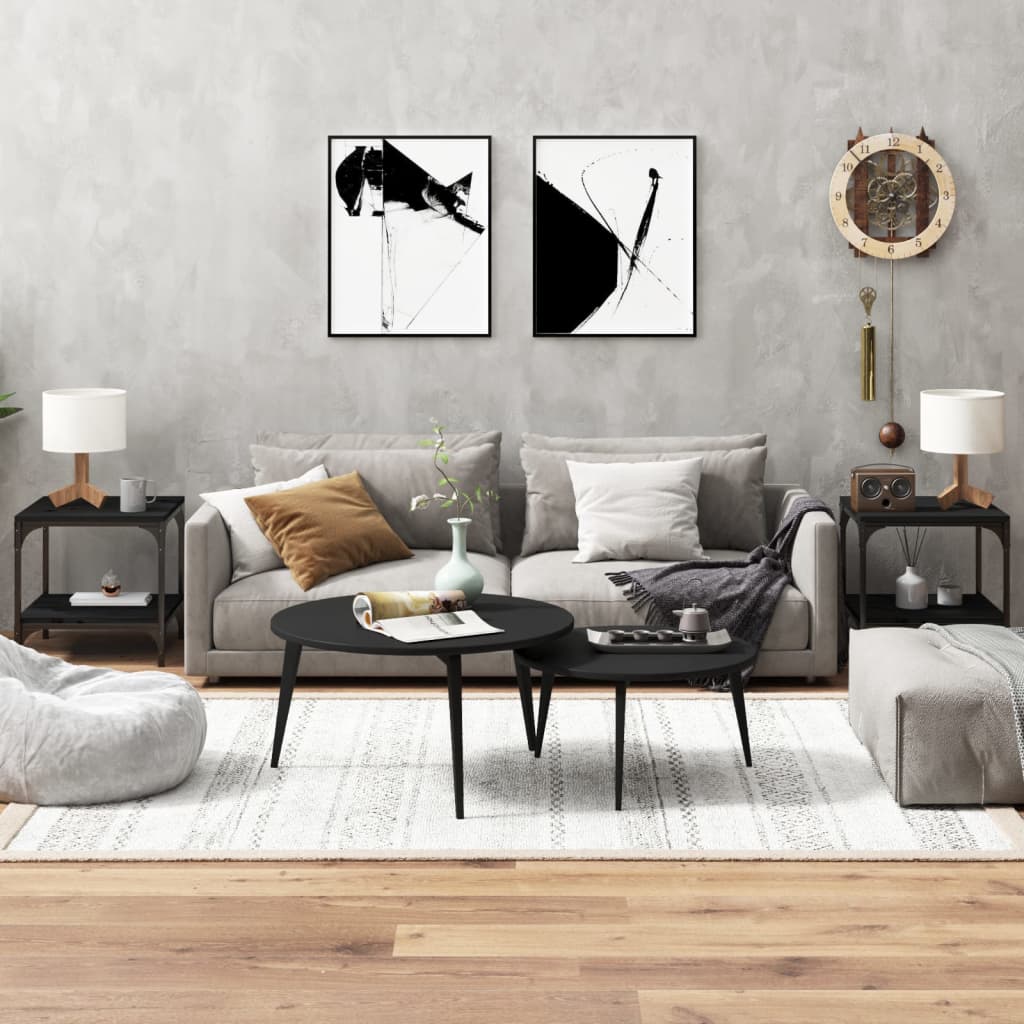 Tables d'appoint 2 pcs Noir 40x40x40 cm Bois d'ingénierie - XIOS