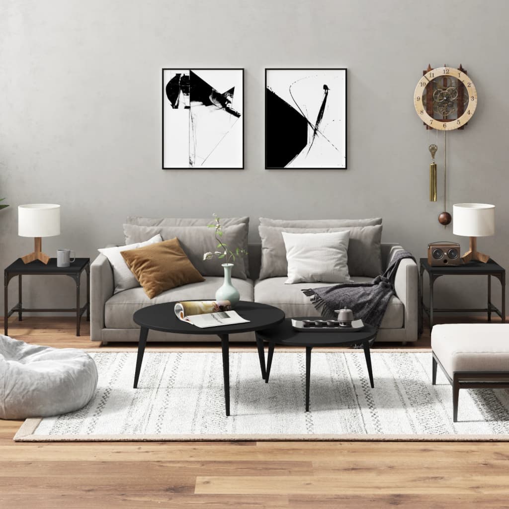 Tables d'appoint 2 pcs Noir 40x40x35 cm Bois d'ingénierie - XIOS