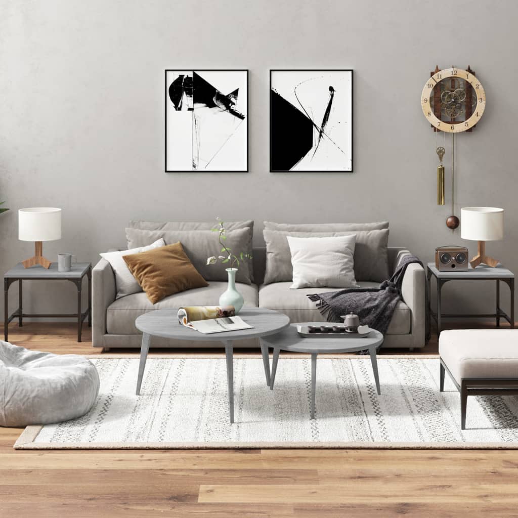 Tables d'appoint 2pcs Sonoma gris 40x40x35 cm Bois d'ingénierie - XIOS