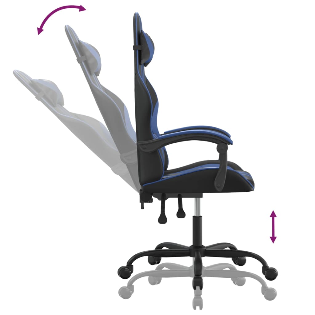 Chaise de jeu pivotante Noir et bleu Similicuir - XIOS