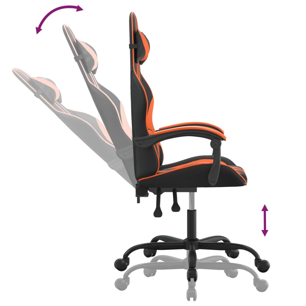 Chaise de jeu pivotante Noir et orange Similicuir - XIOS
