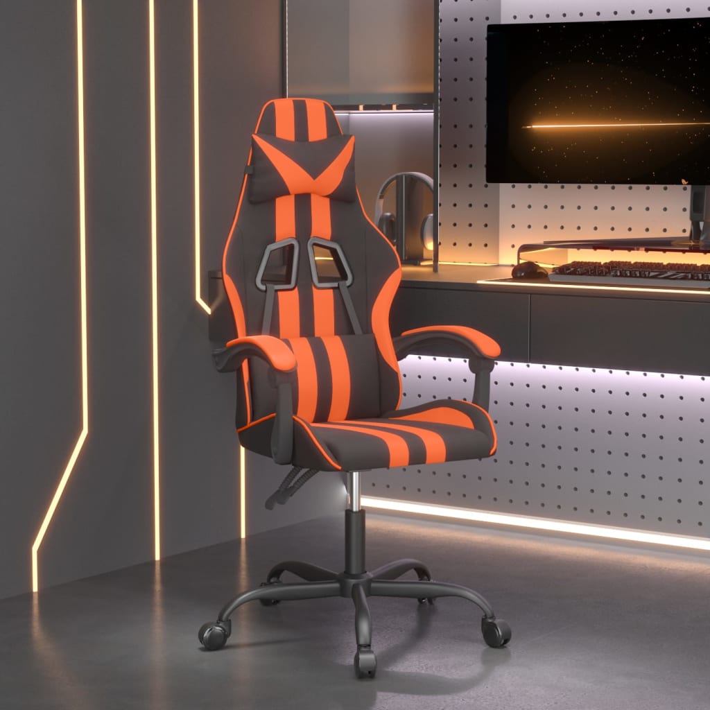 Chaise de jeu pivotante Noir et orange Similicuir - XIOS