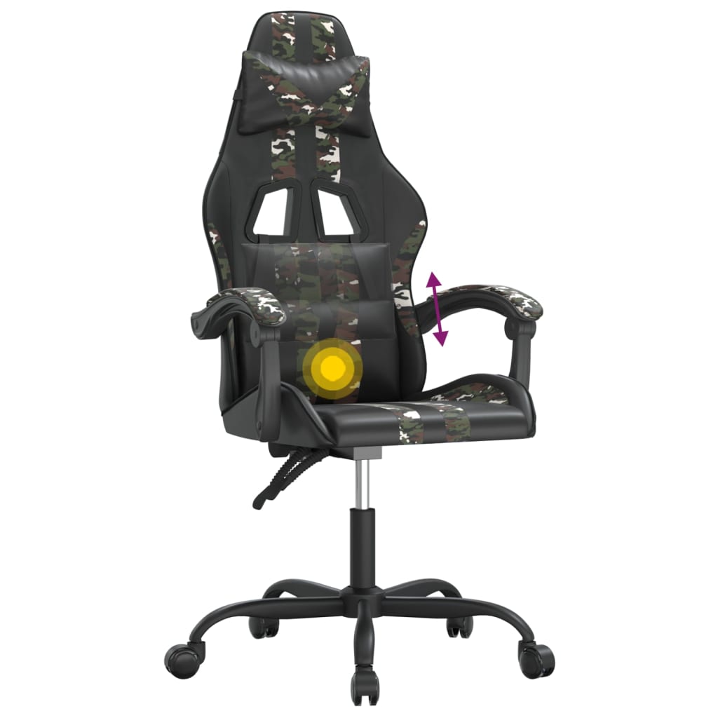 Chaise de jeu pivotante Noir et camouflage Similicuir - XIOS