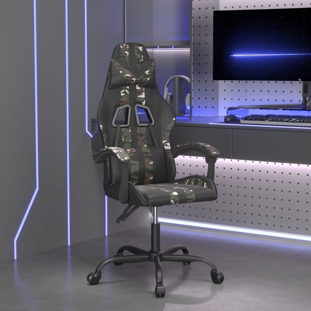 Chaise de jeu pivotante Noir et camouflage Similicuir - XIOS
