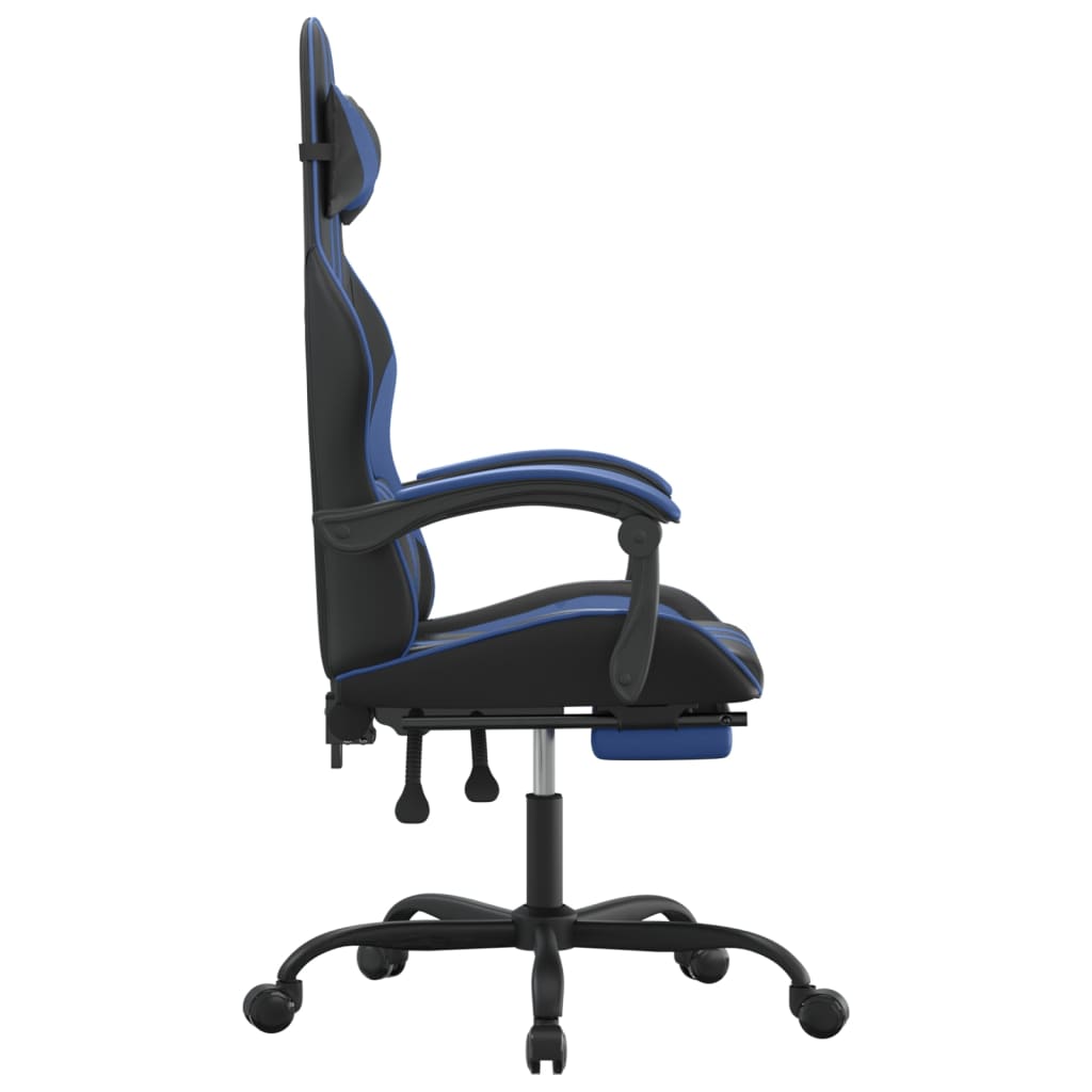 Chaise de jeu pivotante et repose-pied Noir et bleu Similicuir - XIOS