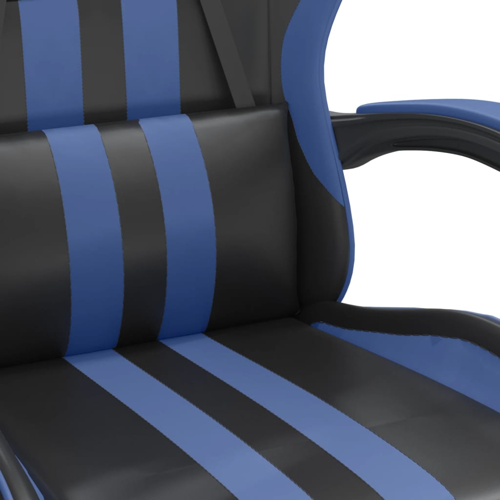Chaise de jeu pivotante et repose-pied Noir et bleu Similicuir - XIOS