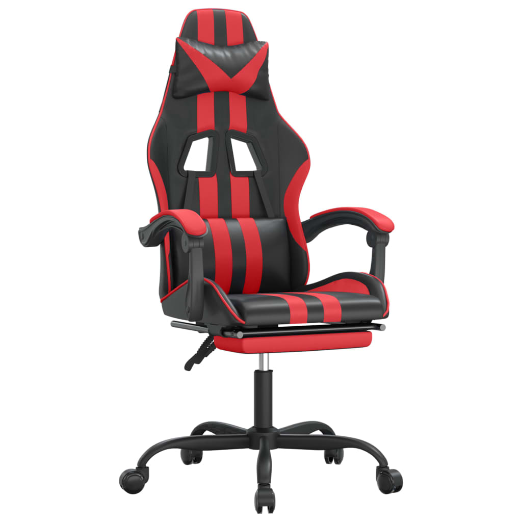 Chaise de jeu pivotante et repose-pied Noir et rouge Similicuir - XIOS