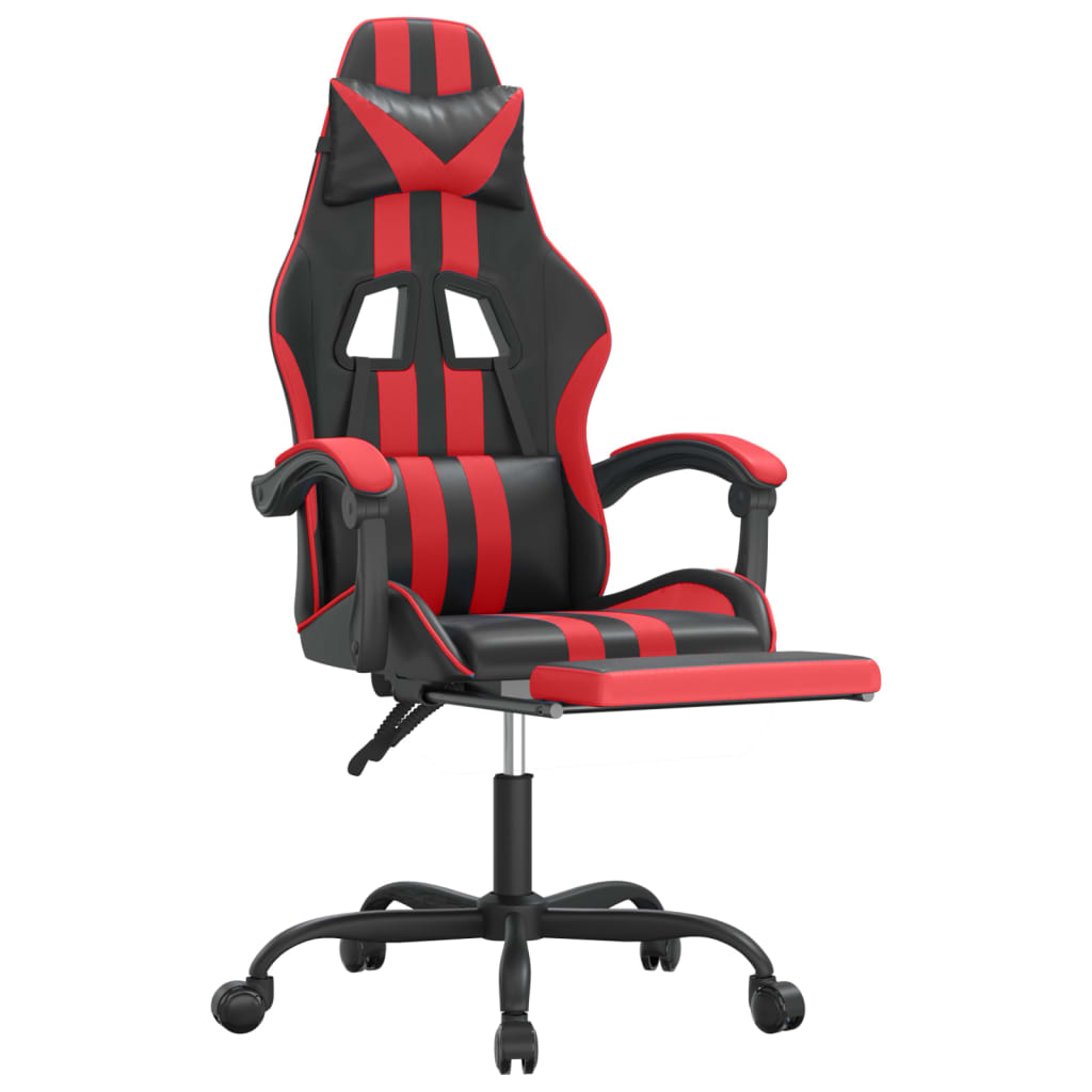 Chaise de jeu pivotante et repose-pied Noir et rouge Similicuir - XIOS