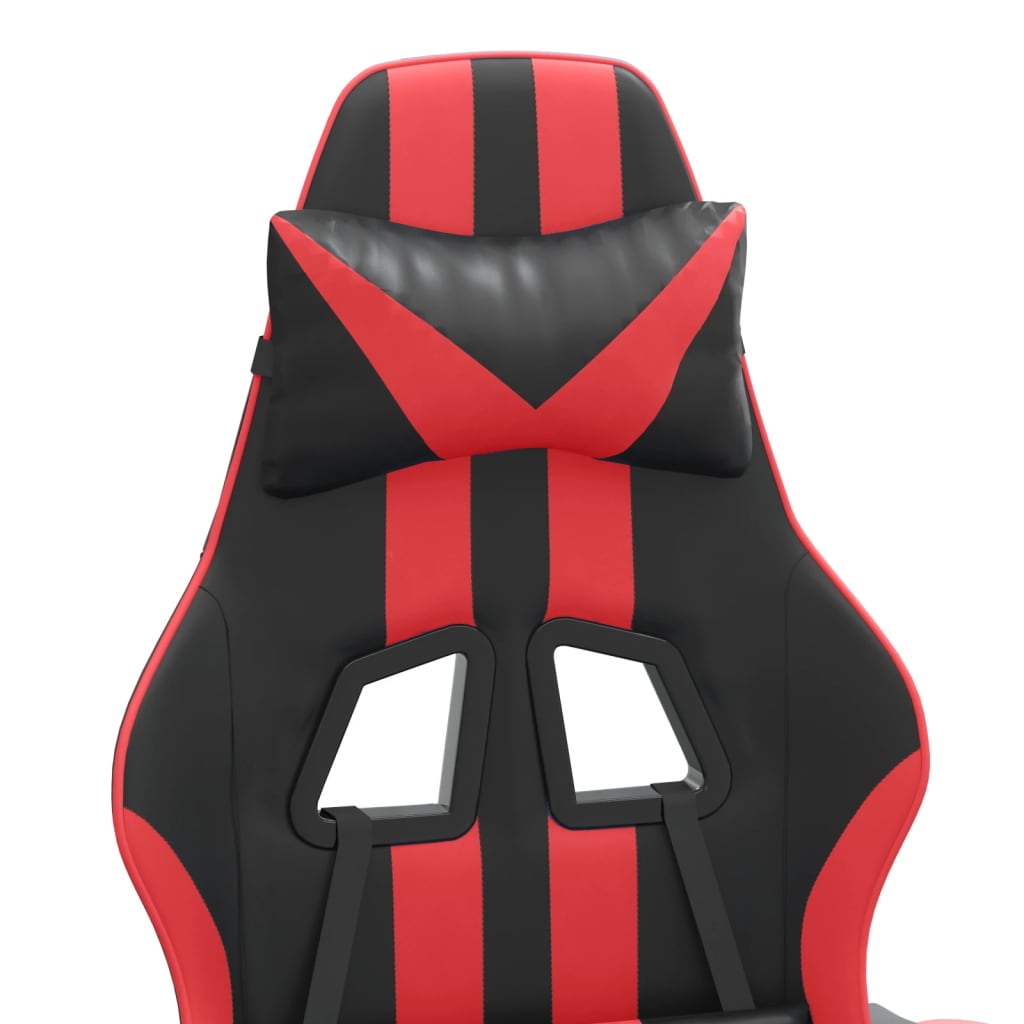 Chaise de jeu pivotante et repose-pied Noir et rouge Similicuir - XIOS