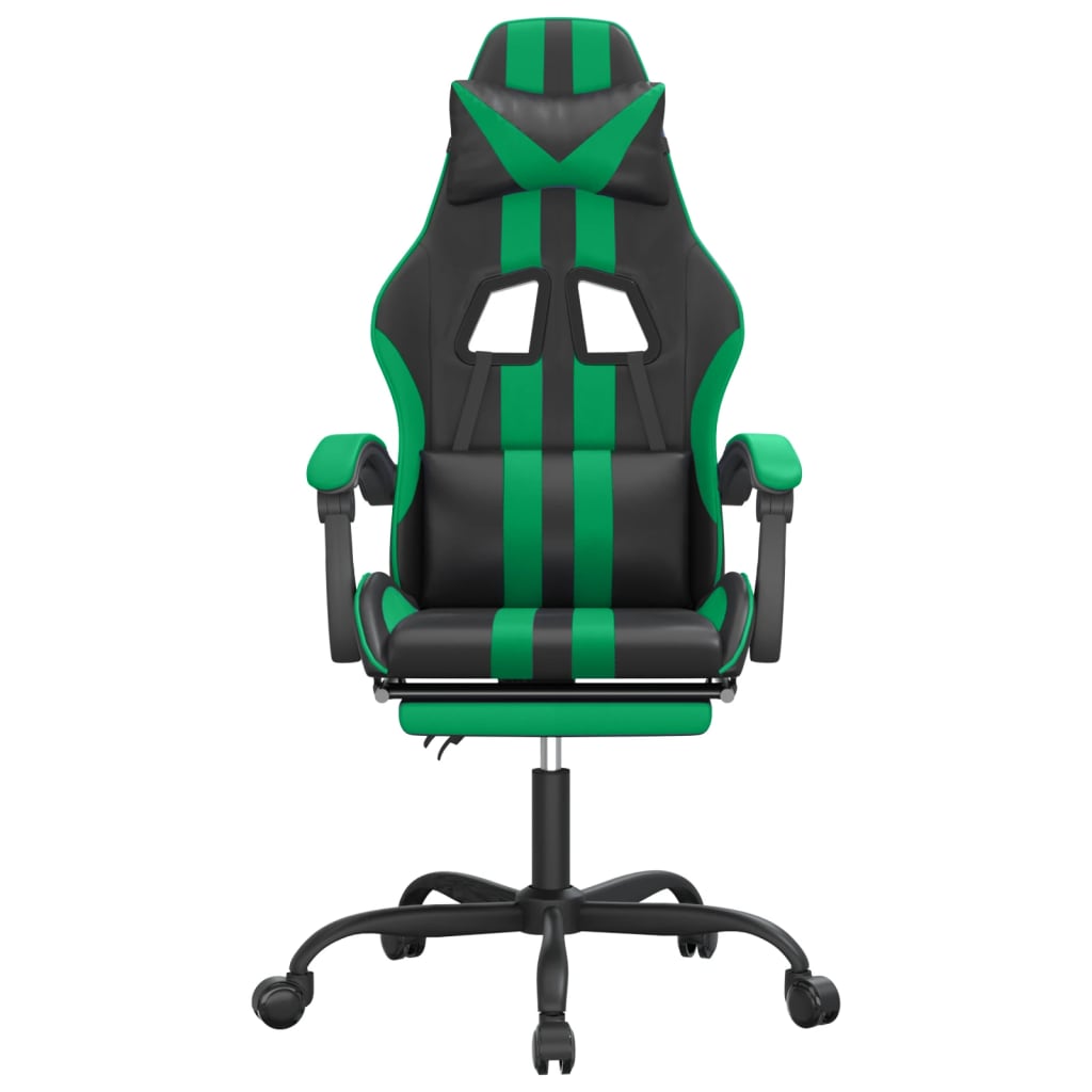 Chaise de jeu pivotante et repose-pied Noir et vert Similicuir - XIOS