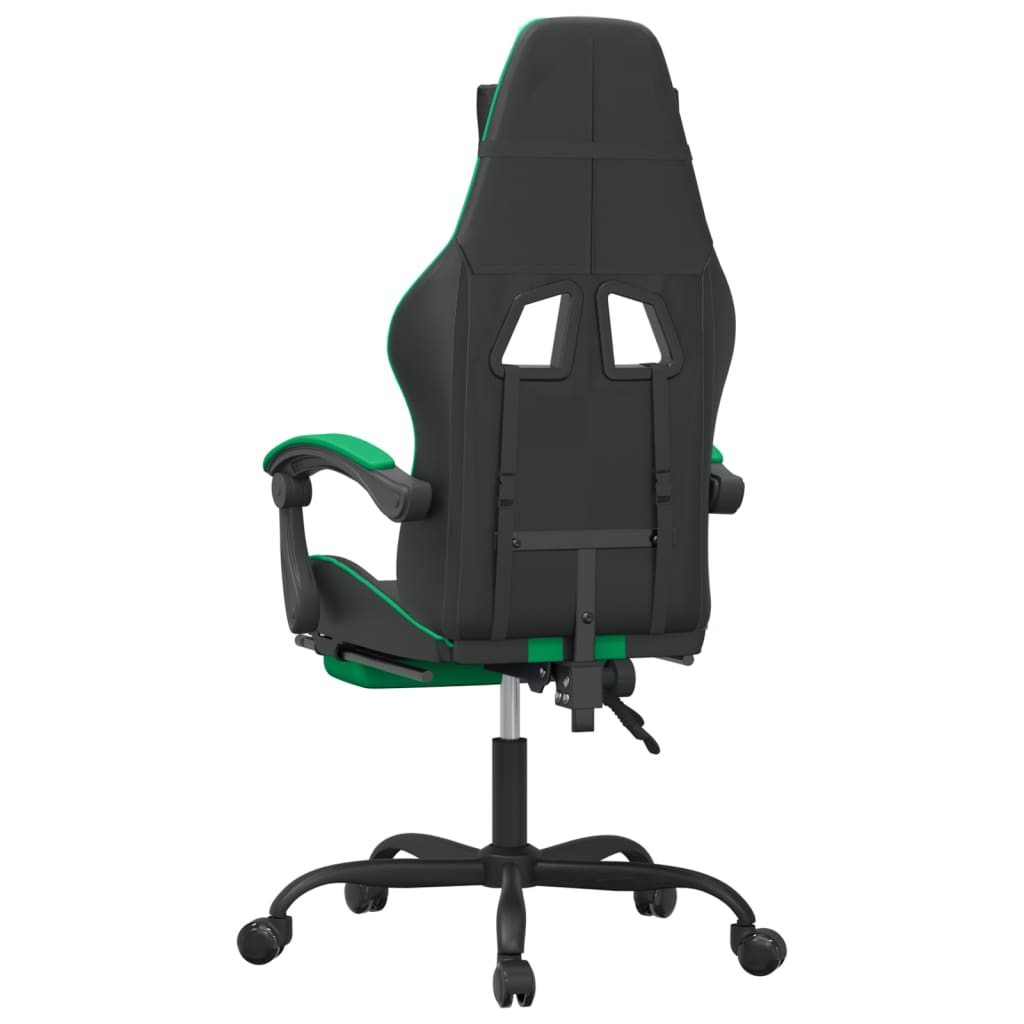 Chaise de jeu pivotante et repose-pied Noir et vert Similicuir - XIOS