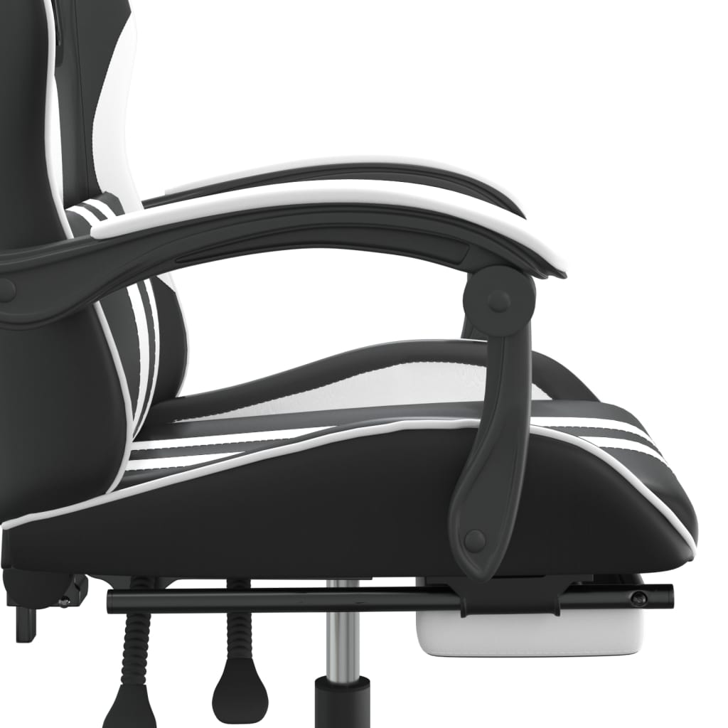 Chaise de jeu pivotante et repose-pied Noir et blanc Similicuir - XIOS