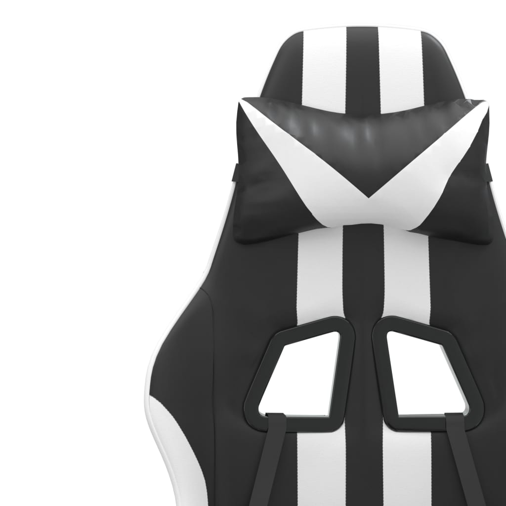 Chaise de jeu pivotante et repose-pied Noir et blanc Similicuir - XIOS