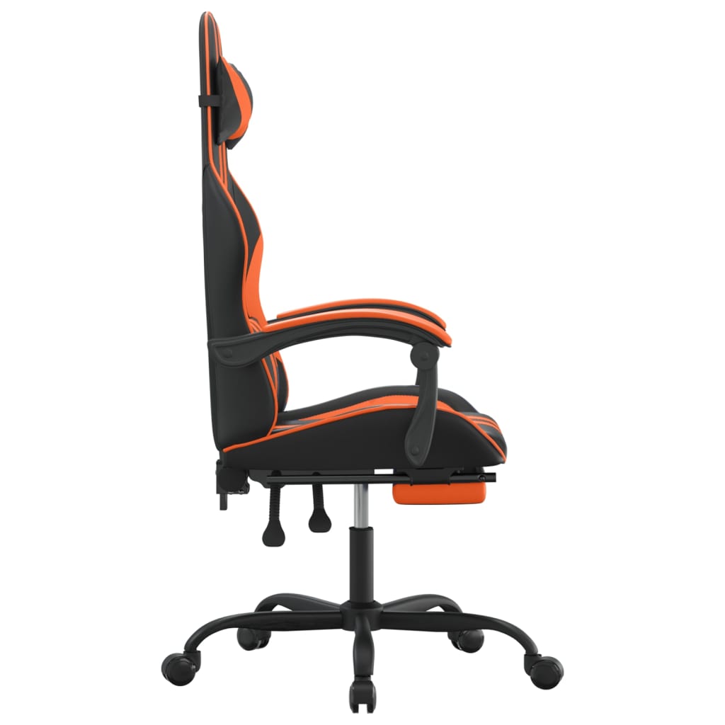 Chaise de jeu pivotante repose-pied Noir et orange Similicuir - XIOS