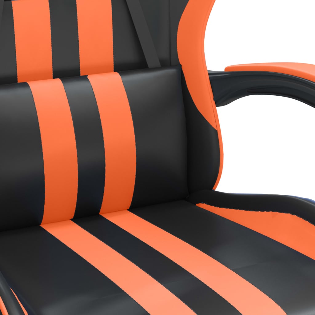 Chaise de jeu pivotante repose-pied Noir et orange Similicuir - XIOS