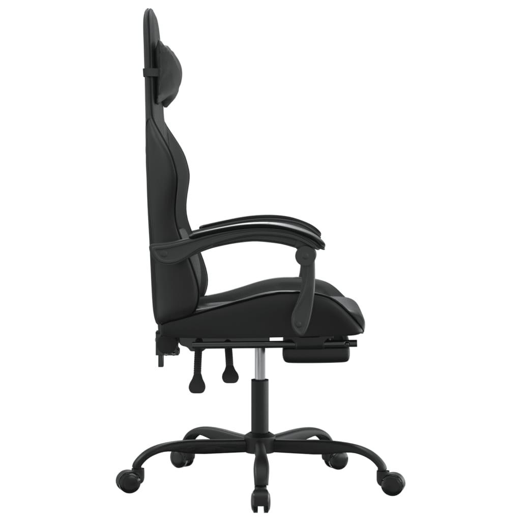 Chaise de jeu pivotante avec repose-pied Noir Similicuir - XIOS