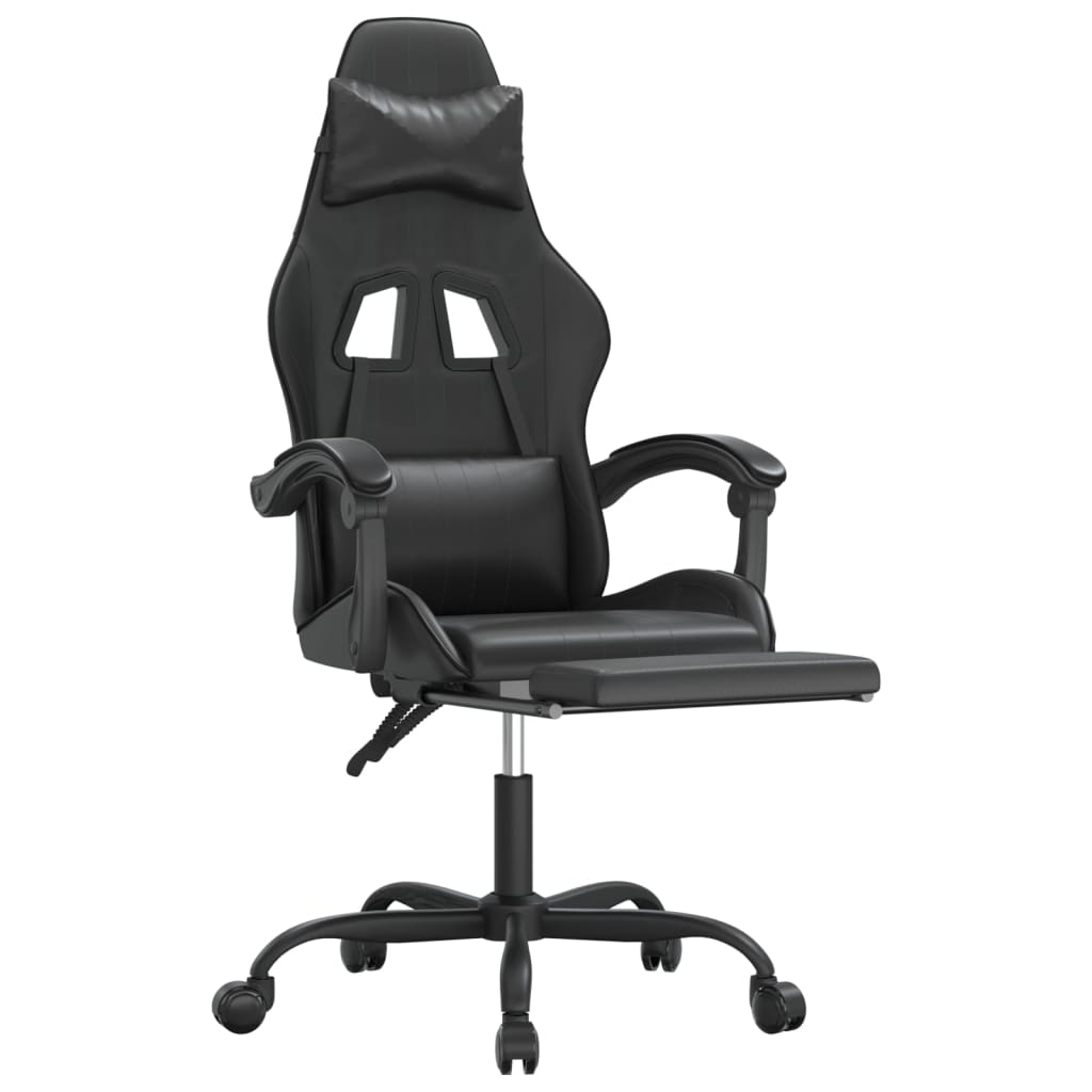 Chaise de jeu pivotante avec repose-pied Noir Similicuir - XIOS