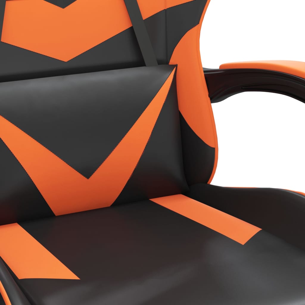 Chaise de jeu pivotante repose-pied Noir et orange Similicuir - XIOS