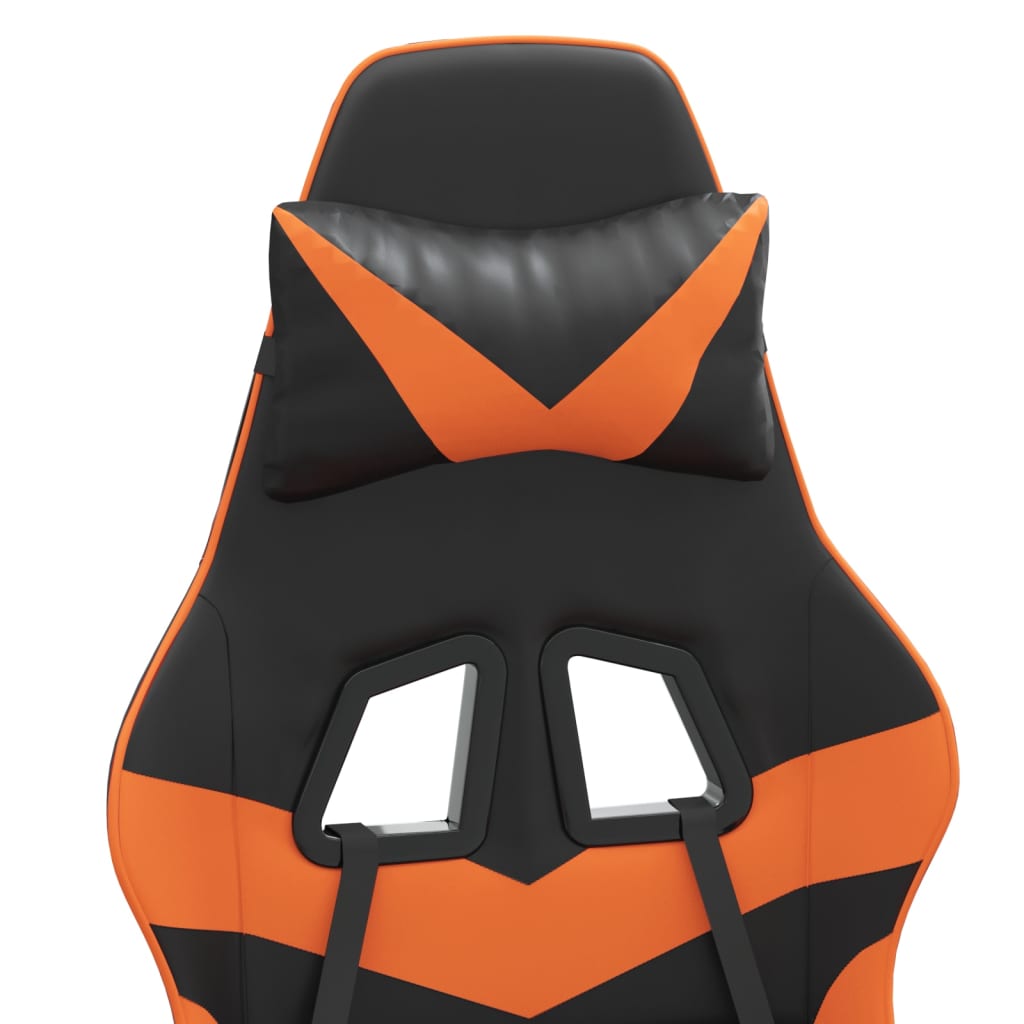 Chaise de jeu pivotante repose-pied Noir et orange Similicuir - XIOS